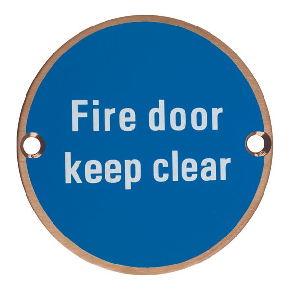 ZSS11-PVDBZ  75mm   PVD Satin Bronze  Zoo Hardware Screen Printed Fire Door Keep Clear Sign