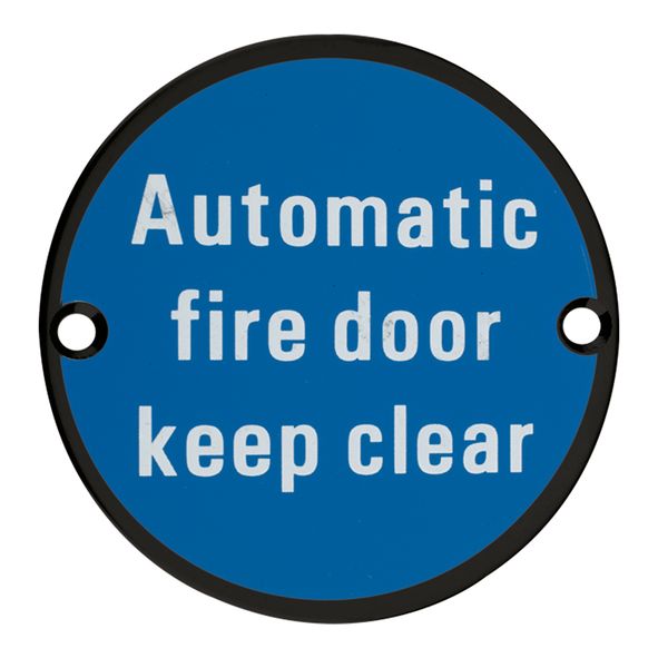 ZSS12-PCB • 75mm Ø • Black • Zoo Hardware Screen Printed Automatic Fire Door Keep Clear Sign