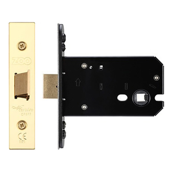 ZUKF102PVD • 101mm [082mm] • PVD Brass • Square • Zoo Hardware Compact Latch