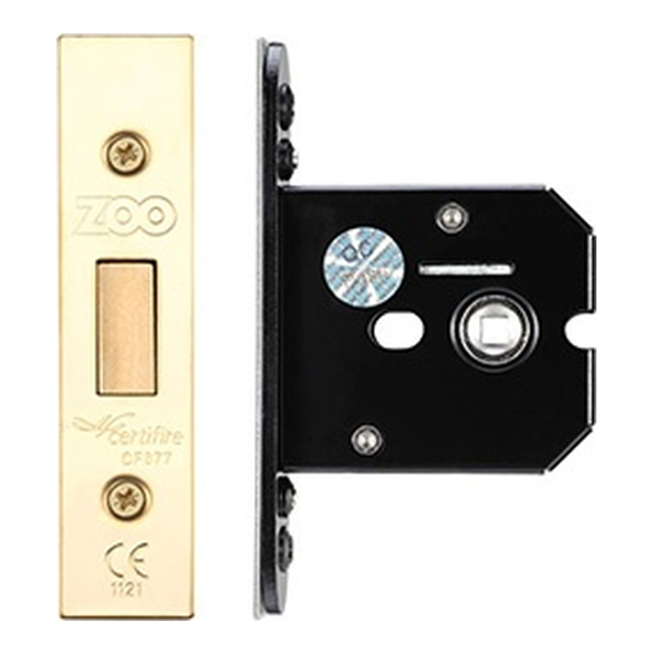 ZUKFD64PVD • 064mm [044mm] • Brassed • Square • Zoo Hardware Square Case Deadbolt