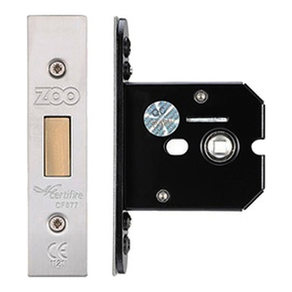 ZUKFD64SS  064mm [044mm]  Satin Stainless  Square  Zoo Hardware Square Case Deadbolt