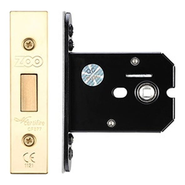 ZUKFD76PVD • 076mm [057mm] • PVD Brass • Square • Zoo Hardware Square Case Deadbolt