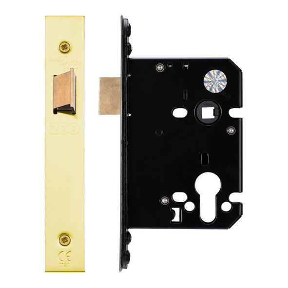 ZUKU76PVD • 075mm [057mm] • PVD Brass • Zoo Hardware Upright Mortice Latch