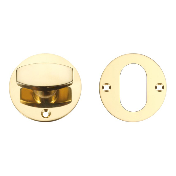 ZURNLT • Polished Brass • Zoo Hardware Retro Fit Nightlatch Thumb Turn With 8mm Spindle c/w Flat Oval Cylinder Escutcheon