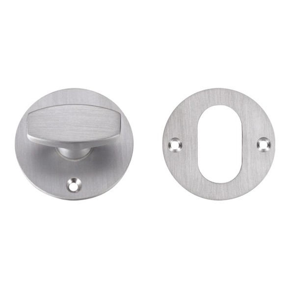 ZURNLTSC • Satin Chrome • Zoo Hardware Retro Fit Nightlatch Thumb Turn With 8mm Spindle c/w Flat Oval Cylinder Escutcheon