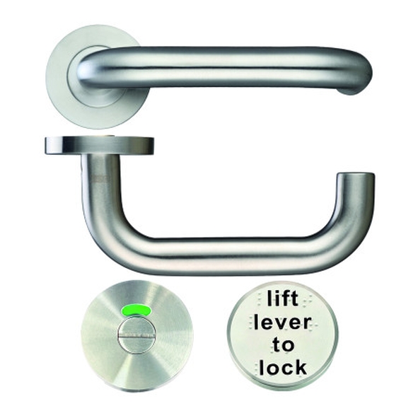 ZCS030LLSS � 19mm � Satin SS � Zoo Hardware 304 Stainless Lift To Lock Safety Levers On Roses And Indicator