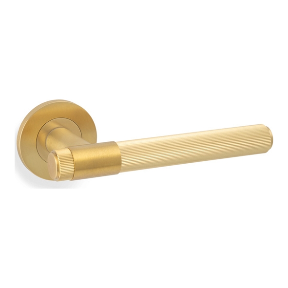 AW242SBPVD � Satin Brass � Alexander & Wilks Kingston Reeded Levers On Round Roses