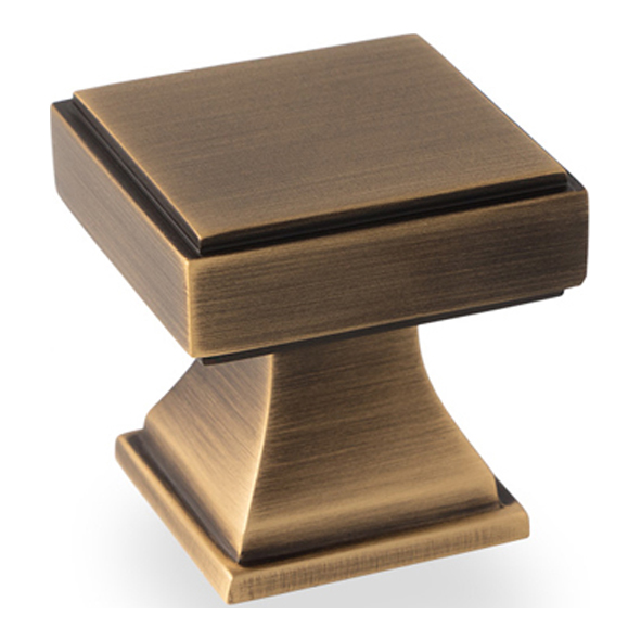 AW806-30-AB � 30mm � Satin Brass � Alexander & Wilks Hanover Knurled Circular Cabinet Knob