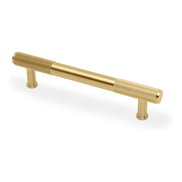 AW854R-128-SBPVD  128mm c/c  Satin Brass  Alexander & Wilks Washington Reeded T-Bar Cabinet Handle