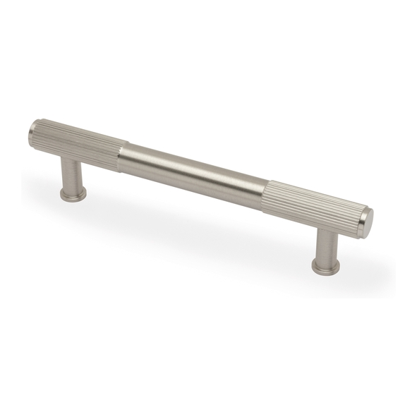 AW854R-128-SN  128mm c/c  Satin Nickel  Alexander & Wilks Washington Reeded T-Bar Cabinet Handle