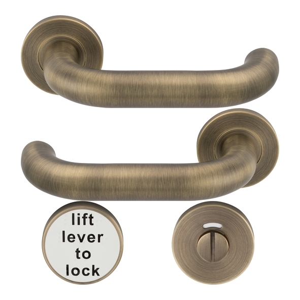 CSL1220LL-AB � 22mm � Antique Brass � Eurospec 304 Stainless Lift To Lock Safety Levers On Roses And Indicator