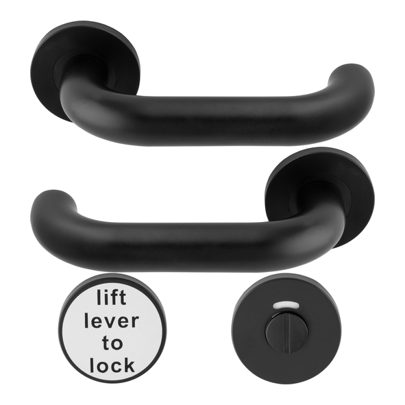 CSL1220LL-MB � 22mm � Black � Eurospec 304 Stainless Lift To Lock Safety Levers On Roses And Indicator