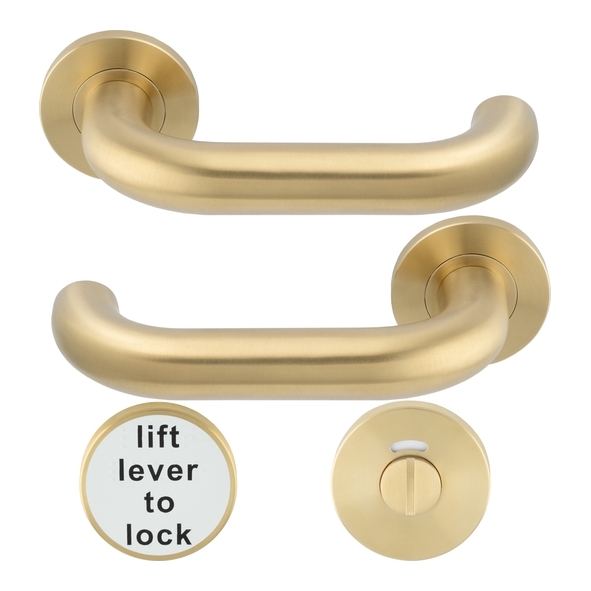 CSL1220LL-SPVD � 22mm � PVD Satin Brass � Eurospec 304 Stainless Lift To Lock Safety Levers On Roses And Indicator
