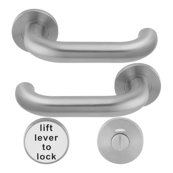 CSL1220LLSS � 22mm � Satin Stainless � Eurospec 304 Stainless Lift To Lock Safety Levers On Roses And Indicator