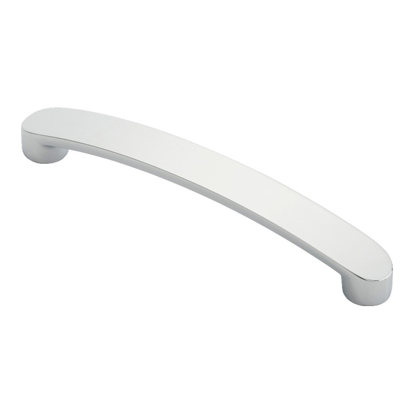 FTD2035ACP  128 x 140 x 19mm  Polished Chrome  Fingertip Design Radiused End Flat Bow Cabinet Pull Handle