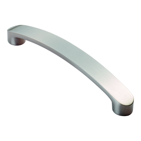 FTD2035ASN  128 x 140 x 19mm  Satin Nickel  Fingertip Design Radiused End Flat Bow Cabinet Pull Handle
