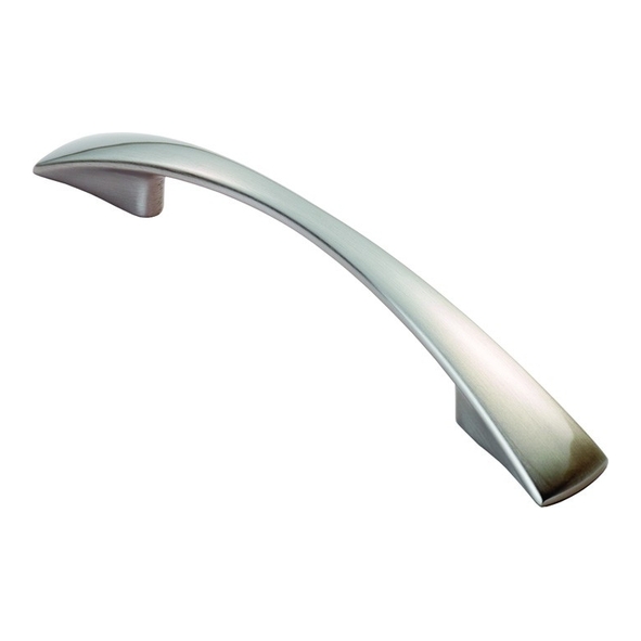 FTD380ASN  96 x 138 x 23mm  Satin Nickel  Fingertip Design Waisted Flat Bow Cabinet Pull Handle