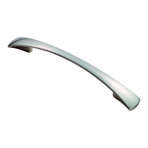 FTD380BSN  128 x 172 x 27mm  Satin Nickel  Fingertip Design Waisted Flat Bow Cabinet Pull Handle