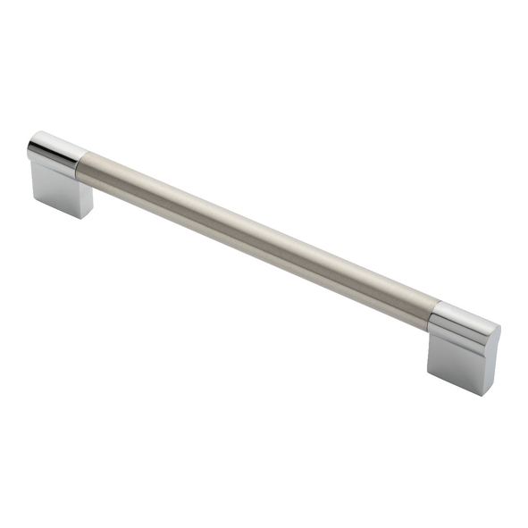 FTD470DSNCP  192 x 204 x 32mm  Satin Nickel / Pol Chrome  Fingertip Design Keyhole 12.5mm Ø Cabinet Pull Handle