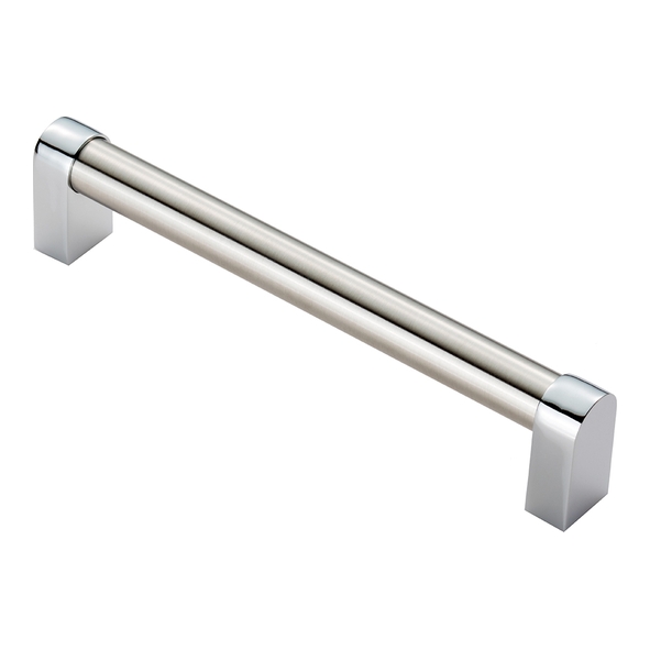 FTD485CSNCP  160 x 176 x 39mm  Satin Nickel / Pol Chrome  Fingertip Design Bauhaus Cabinet Pull Handle