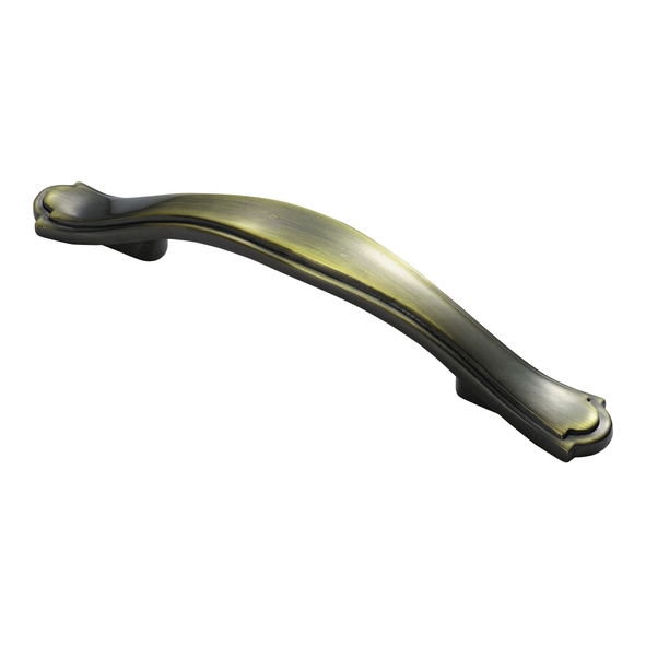 FTD505ABB  76 x 130 x 25mm  Burnished Brass  Fingertip Design Stepped Edge Traditional Bow Cabinet Pull Handle