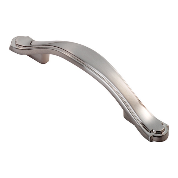FTD505SN  76 x 130 x 25mm  Satin Nickel  Fingertip Design Stepped Edge Traditional Bow Cabinet Pull Handle