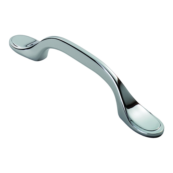 FTD520CP  76 x 128 x 26mm  Polished Chrome  Fingertip Design Shaker Style Bow Cabinet Pull Handle