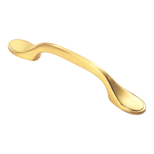 FTD520SB  76 x 128 x 26mm  Satin Brass  Fingertip Design Shaker Style Bow Cabinet Pull Handle