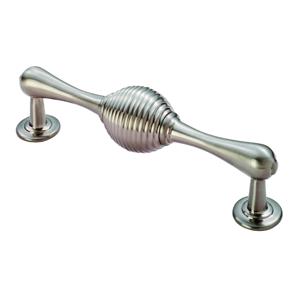 FTD605RSN  128 x 151 x 39mm  Satin Nickel  Fingertip Design Reeded Cabinet Pull Handle