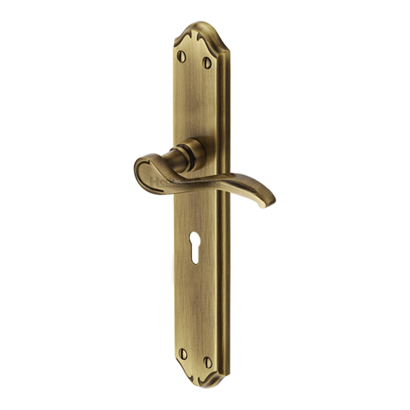MM824-AT  Standard Lock [57mm]  Antique Brass  Heritage Brass Verona Levers On Long Backplates
