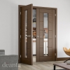 Deanta Internal Walnut Seville Pre-Finished FD30 Fire Doors [Clear Glass] - view 3
