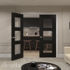 Deanta Internal Prefinished Black Trinity Doors [Clear Bevelled Glass] - view 3