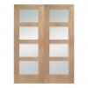 XL Joinery Internal Oak Shaker 4 Light Door Pairs [Clear Glass] - view 1