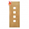 Deanta Internal Prefinished Oak Pamplona Pre-Finished FD30 Fire Doors [Clear Glass] - view 1