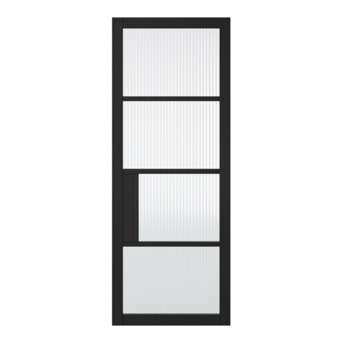 LPD Internal Prefinished Black Chelsea Doors [Reeded Glass]