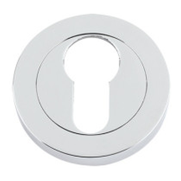 FB001CP � Polished Chrome � Fulton & Bray Euro Cylinder Escutcheon With Screw On Roses