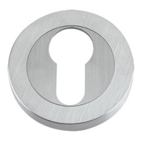 FB001SC  Satin Chrome  Fulton & Bray Euro Cylinder Escutcheon With Screw On Roses